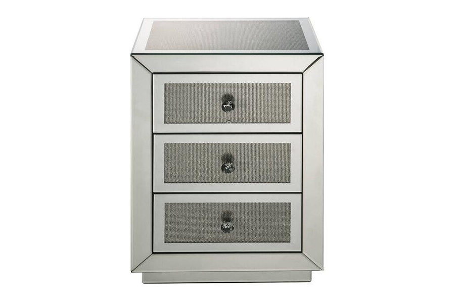 ACME - Noralie Accent Table in Mirrored/Faux Diamonds (97660)