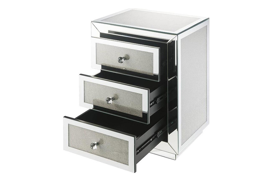 ACME - Noralie Accent Table in Mirrored/Faux Diamonds (97660)