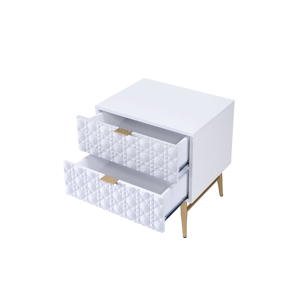 ACME - Maisey II Nightstand in White/Gold