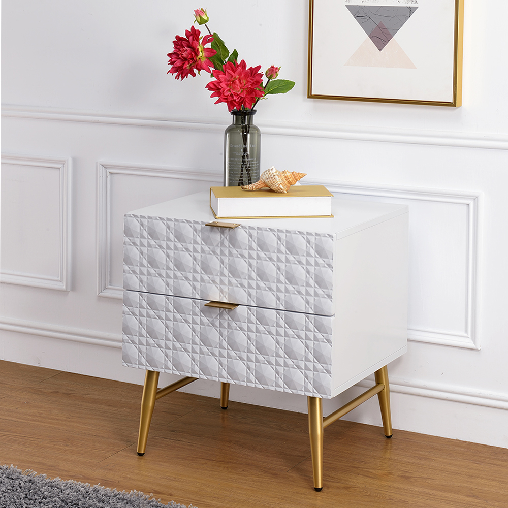 ACME - Maisey II Nightstand in White/Gold