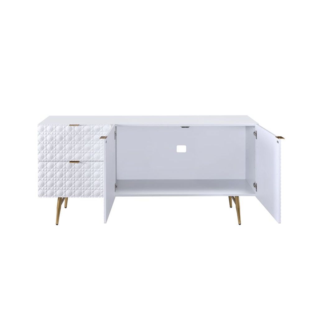 ACME - Maisey II TV Stand in White/Gold