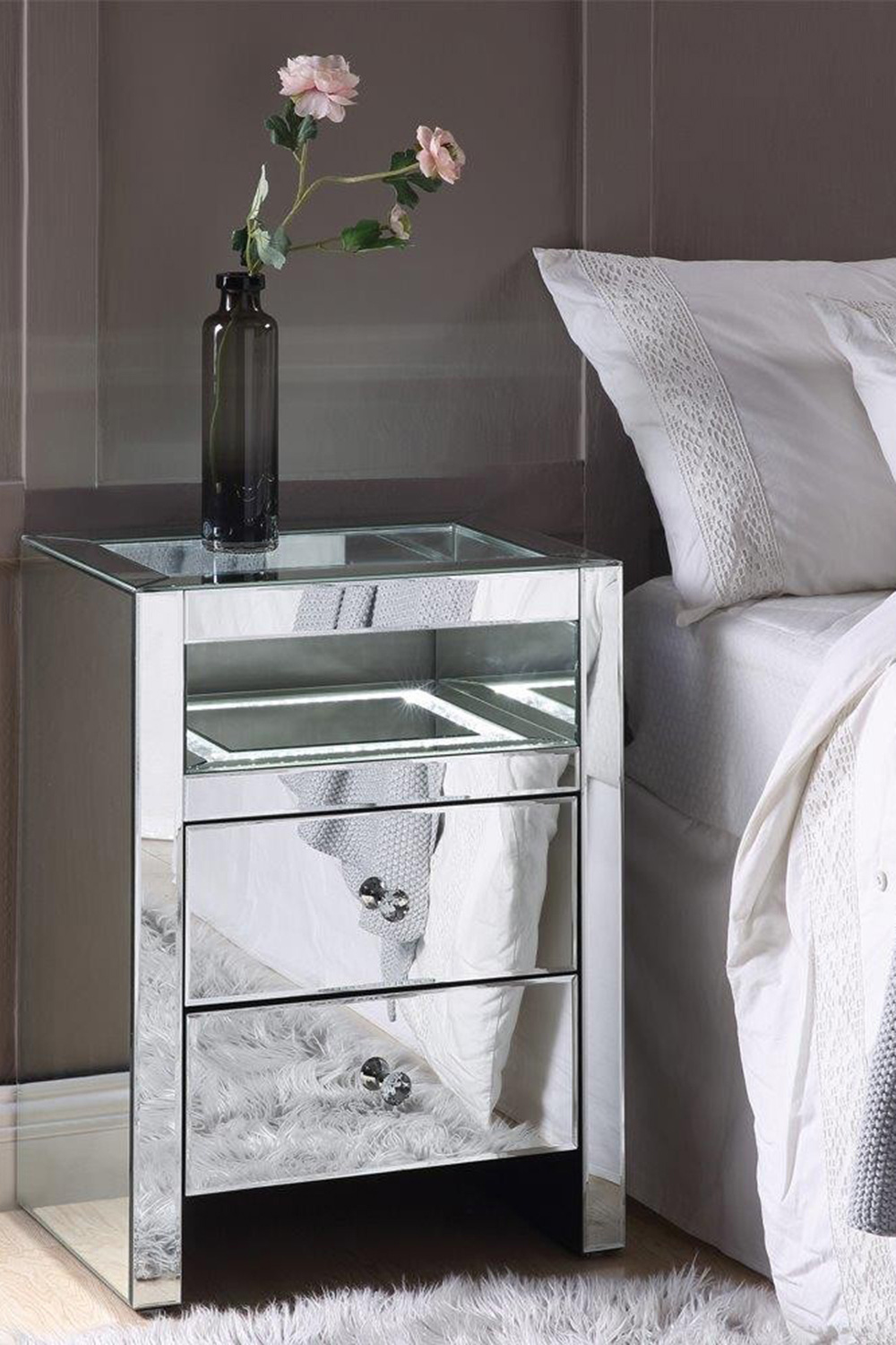 ACME - Dominic Accent Table with Led in Mirrored