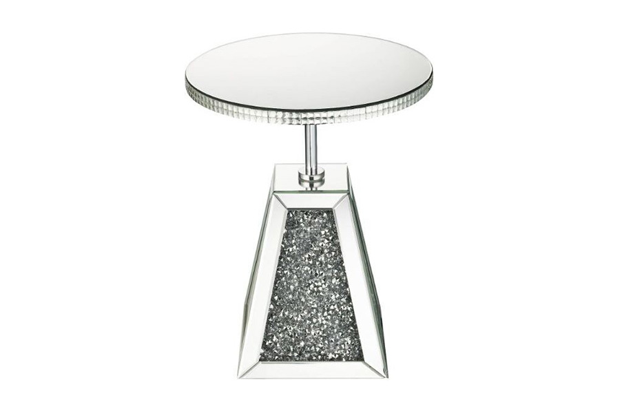 ACME - Noralie Accent Table in Mirrored/Faux Diamonds (97702)