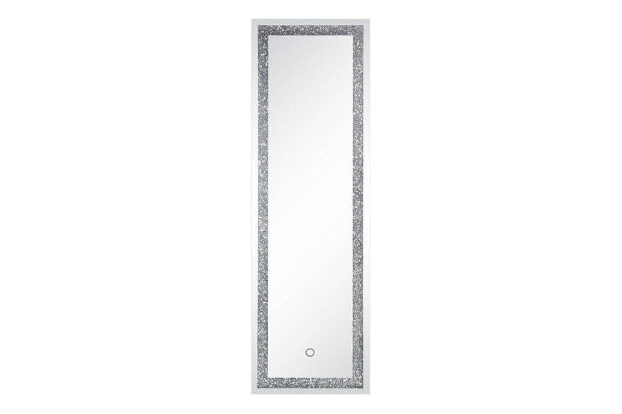 ACME - Noralie Floor Mirror with Led in Mirrored/Faux Diamonds (97713)