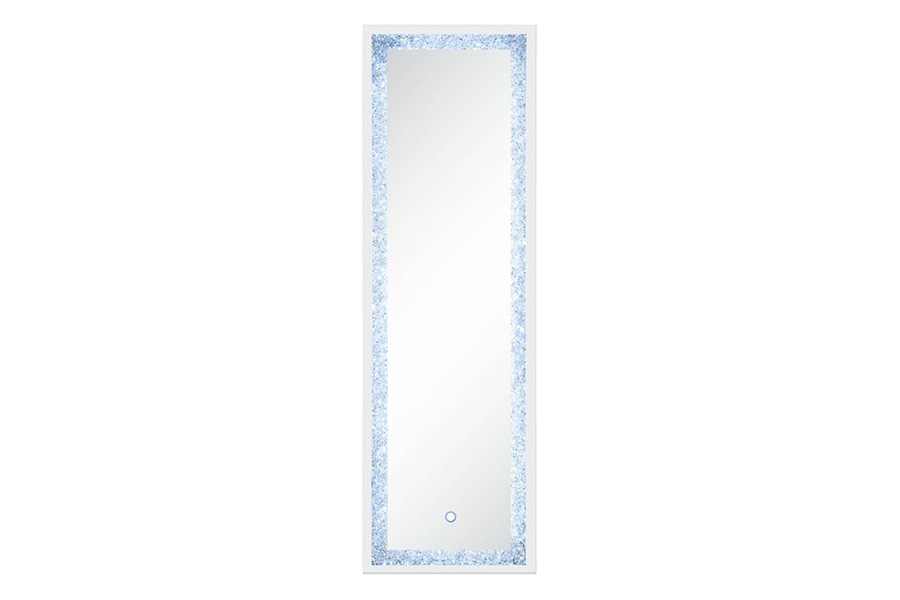 ACME - Noralie Floor Mirror with Led in Mirrored/Faux Diamonds (97713)