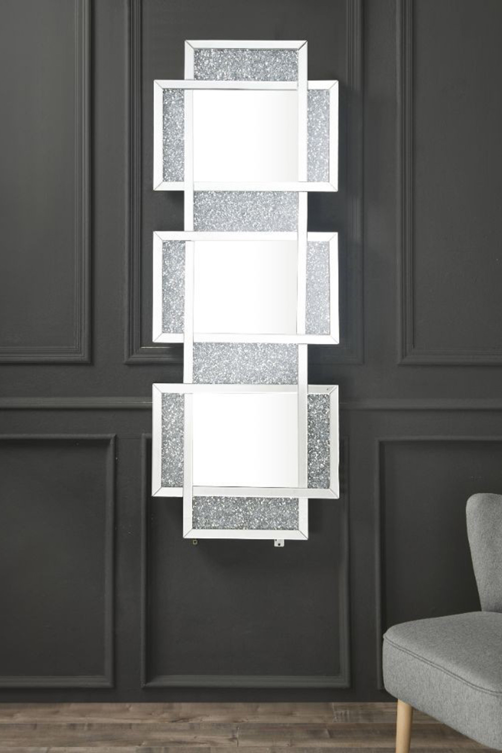 ACME - Noralie Accent Mirror in Mirrored/Faux Diamonds (97721)