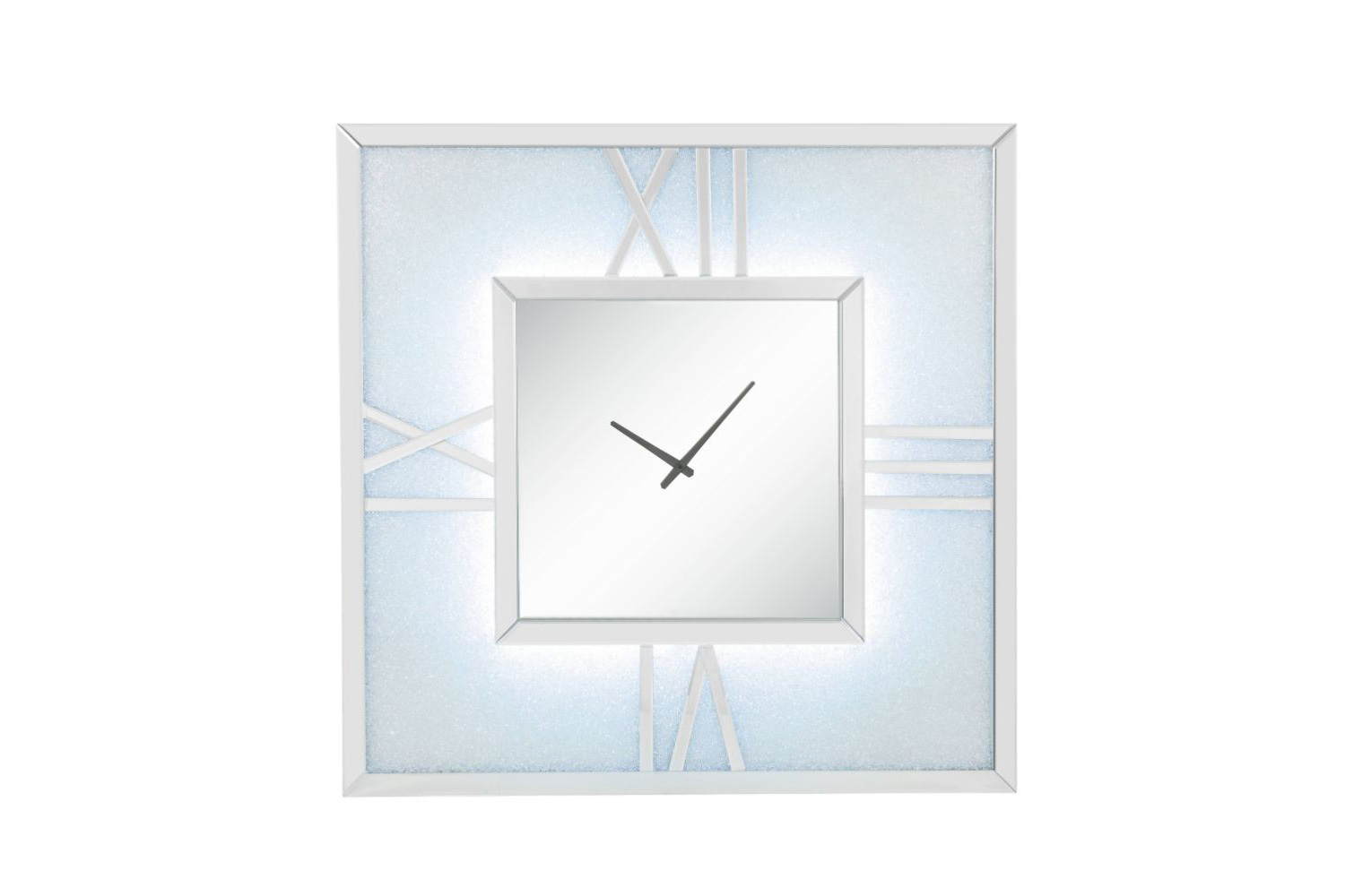 ACME - Noralie Wall Clock with Led in Mirrored/Faux Diamonds