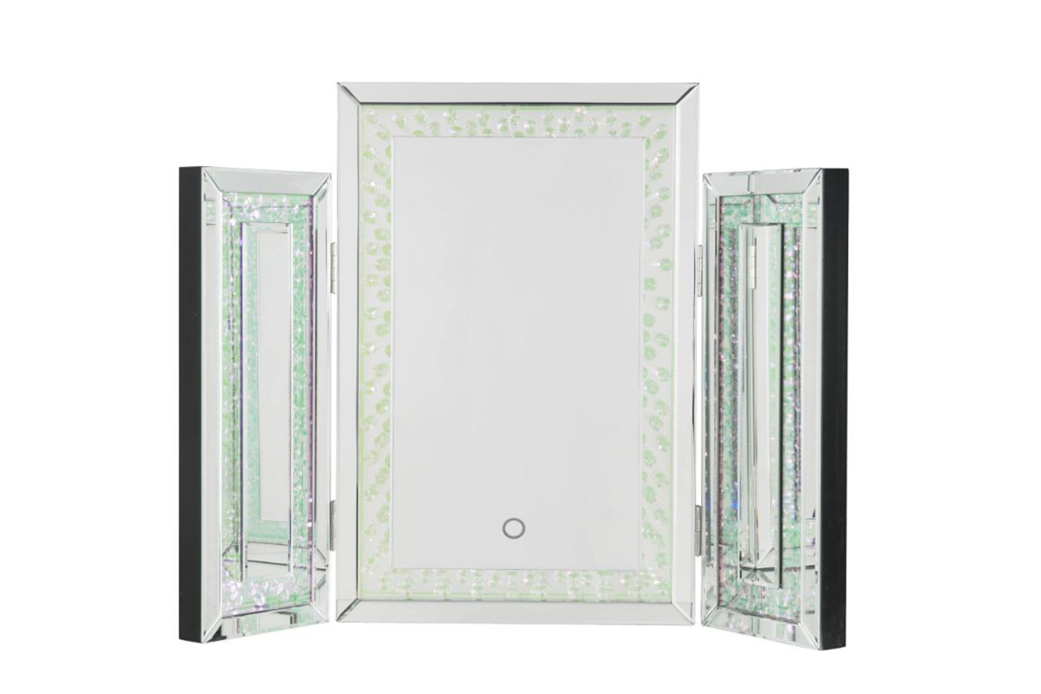 ACME - Nysa Accent Mirror with Led in Mirrored/Faux Crystals (97732)