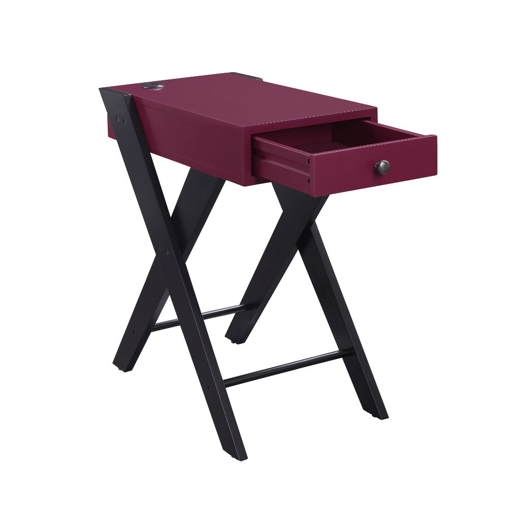 ACME Fierce Side Table with USB Charging Dock - Burgundy and Black