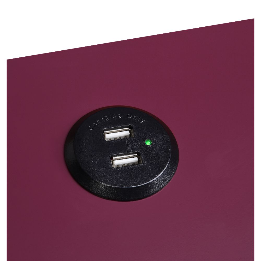 ACME Fierce Side Table with USB Charging Dock - Burgundy and Black