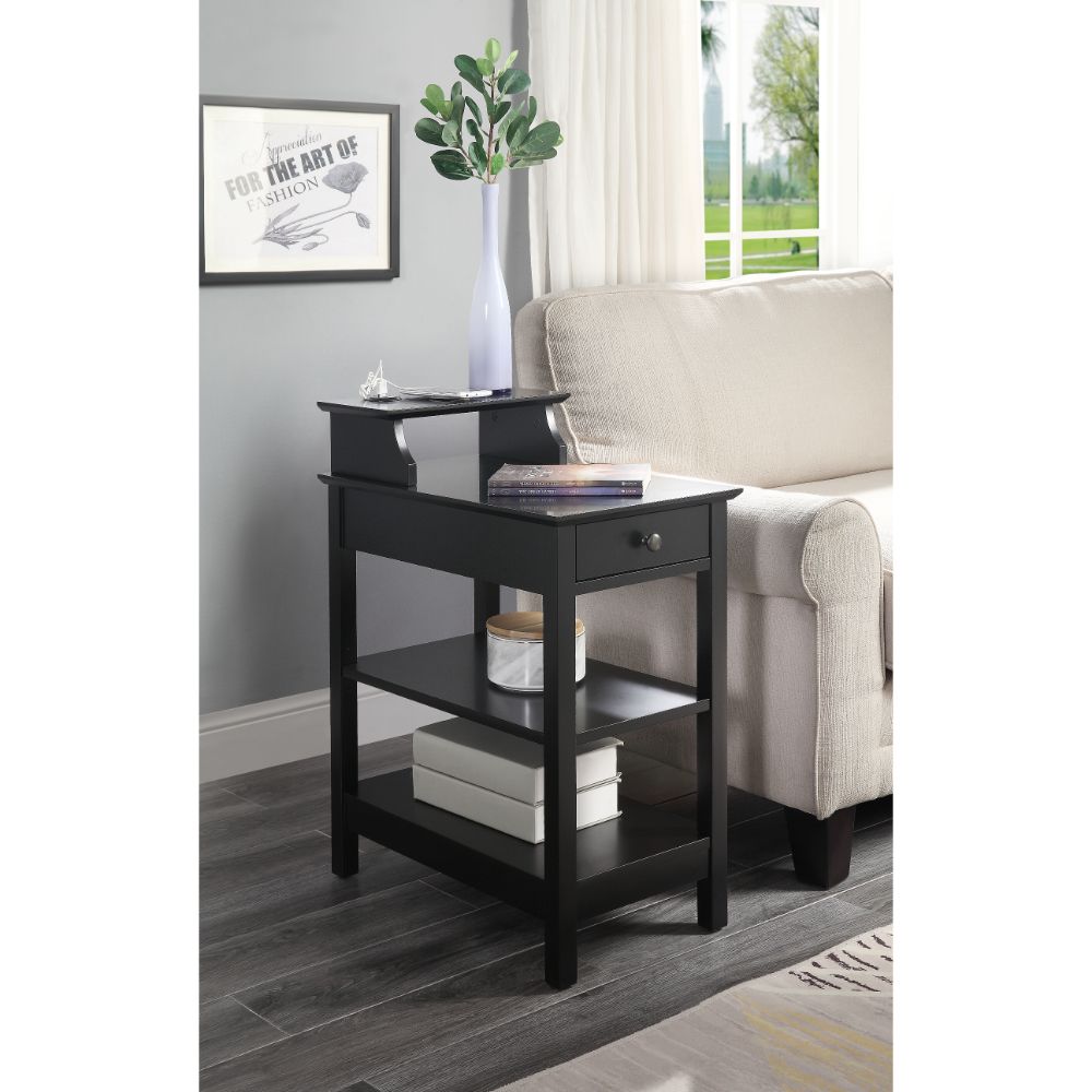 ACME Slayer Side Table with USB Charging Dock - Black