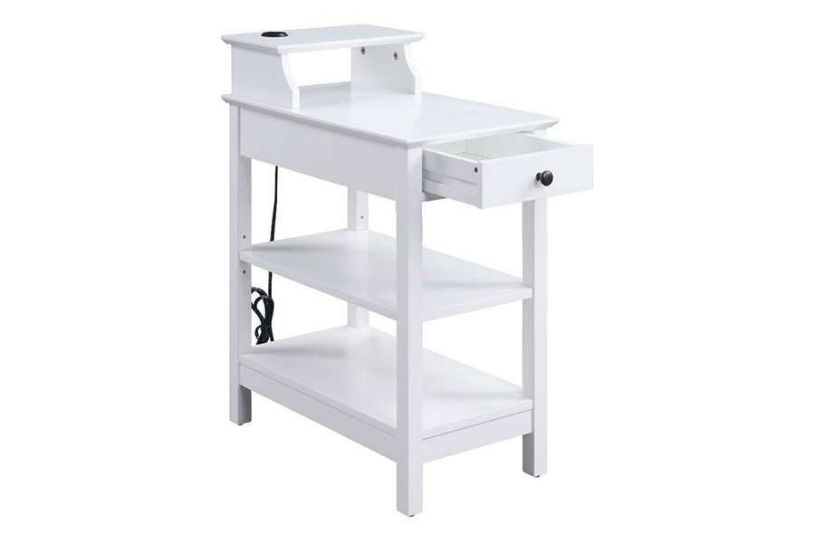 ACME Slayer Side Table with USB Charging Dock - White