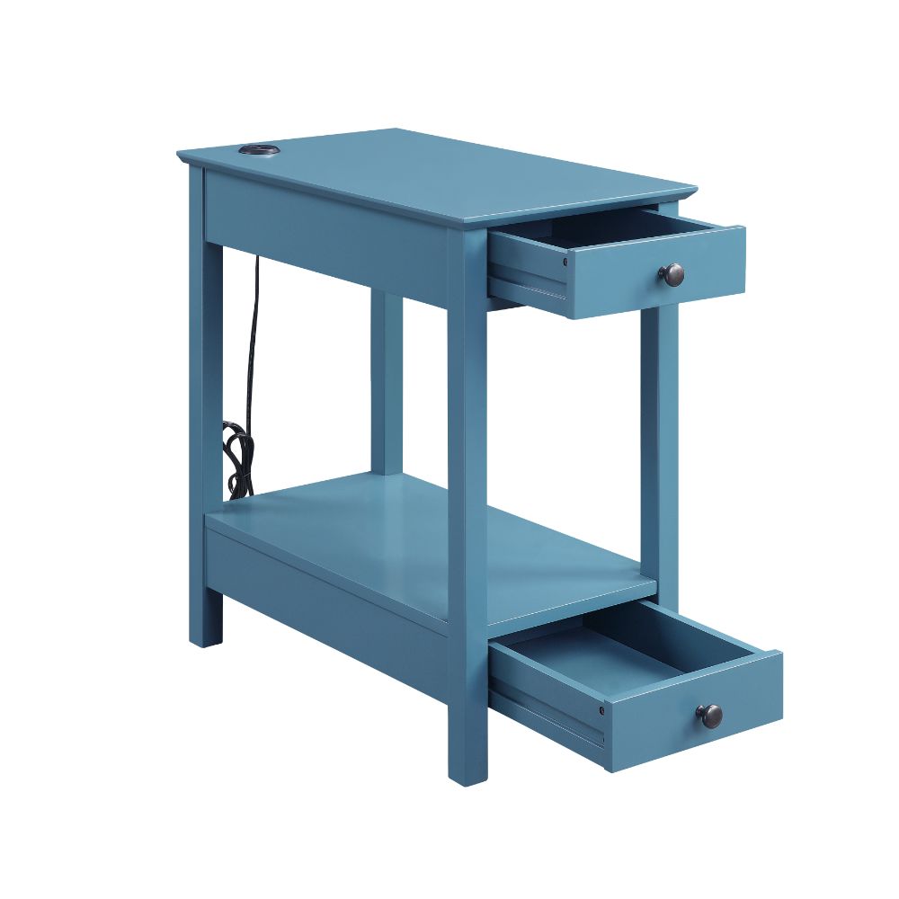 ACME Byzad Side Table with USB Charging Dock - Teal