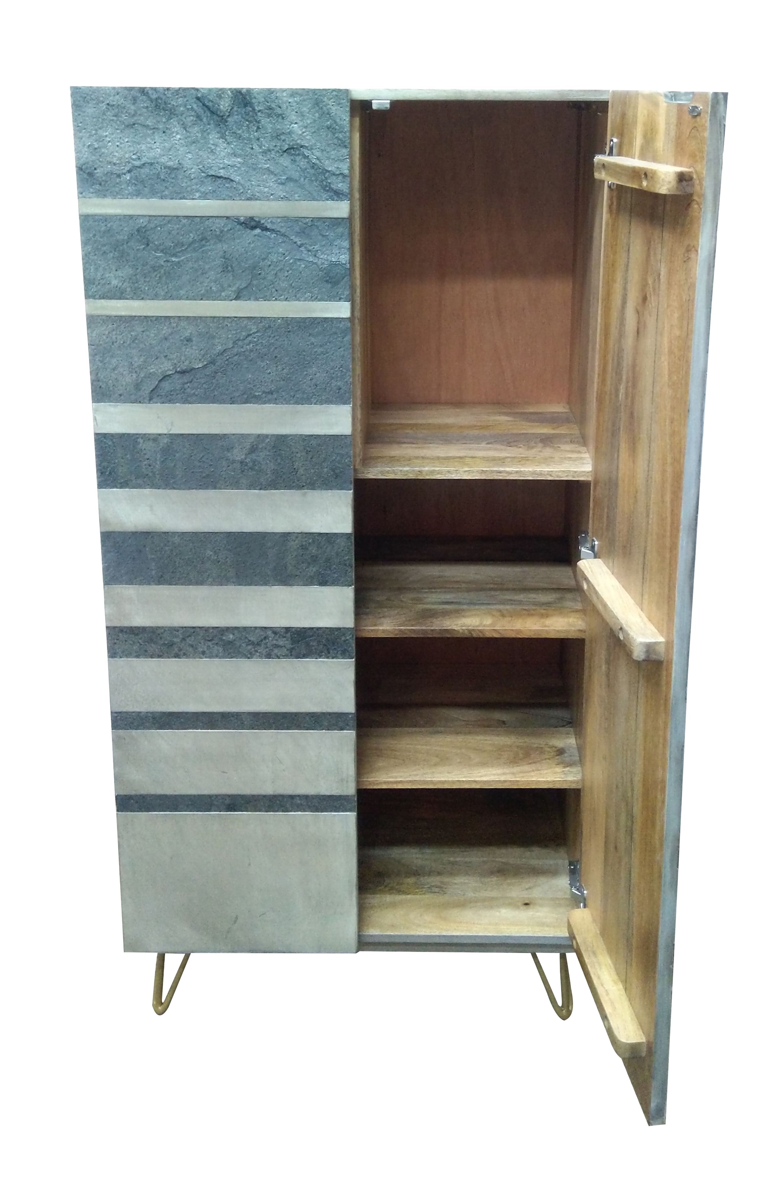 ACME - Beretta Cabinet in Gray Stone/Ash Oak