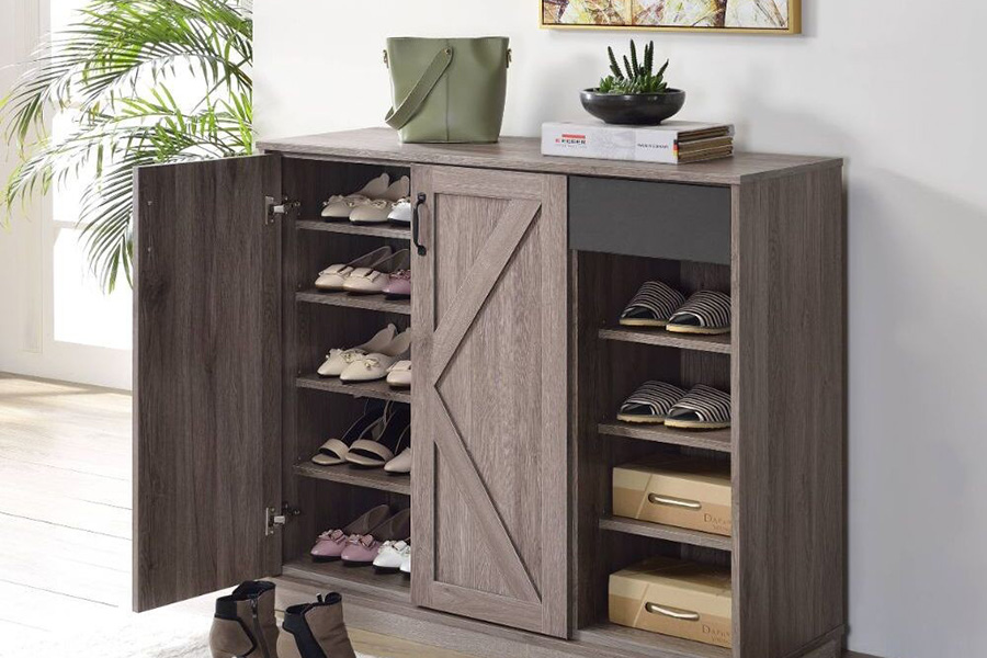 ACME - Toski Shoe Cabinet in Rustic Gray Oak