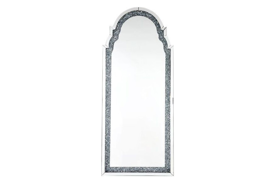 ACME - Noralie Floor Mirror with Led in Mirrored/Faux Diamonds (97982)