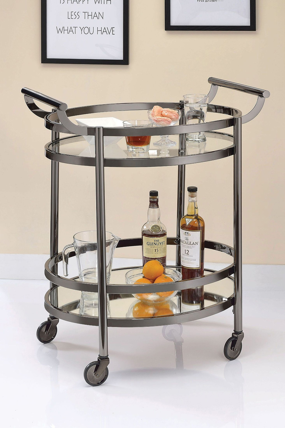 ACME - Lakelyn Clear Glass Serving Cart