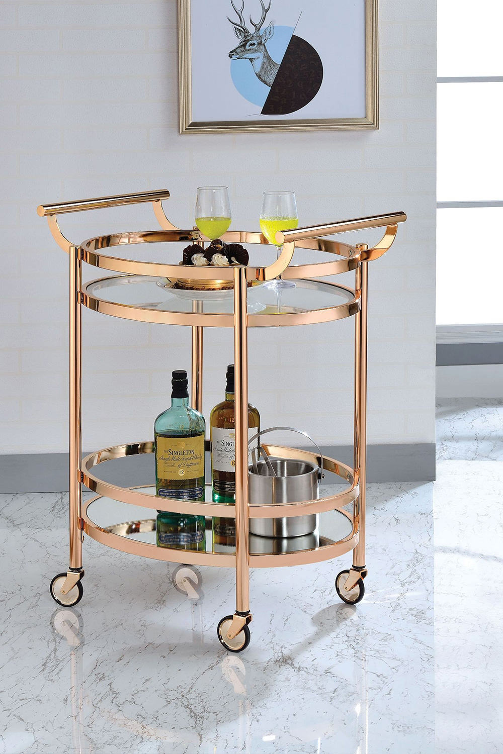 ACME - Lakelyn Clear Glass Serving Cart