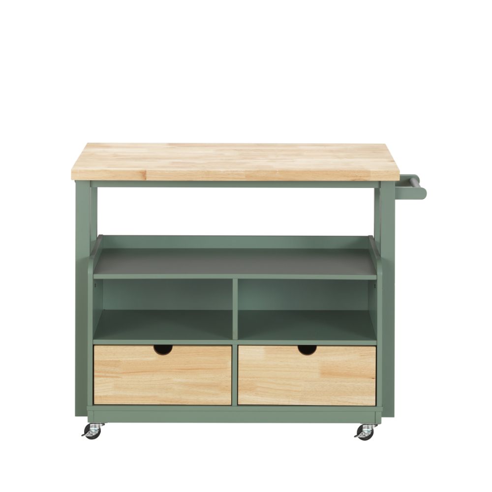 ACME - Harper Kitchen Cart in Natural/Green