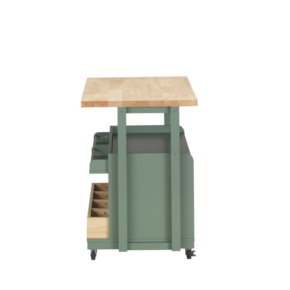 ACME - Harper Kitchen Cart in Natural/Green