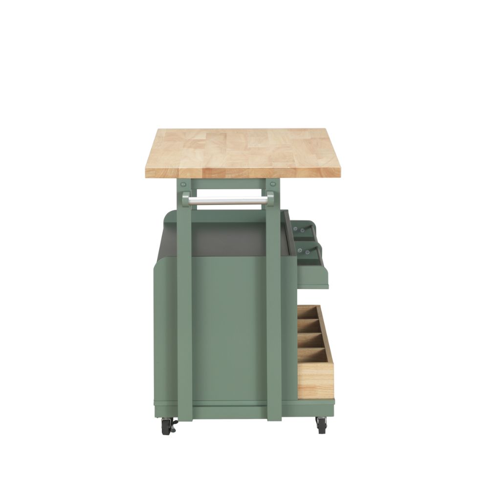 ACME - Harper Kitchen Cart in Natural/Green