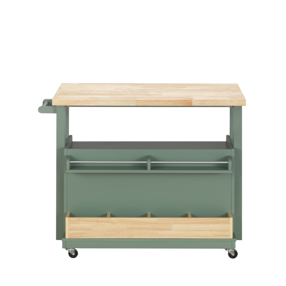 ACME - Harper Kitchen Cart in Natural/Green