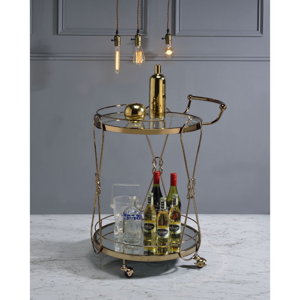 ACME - Zekera Serving Cart in Champagne