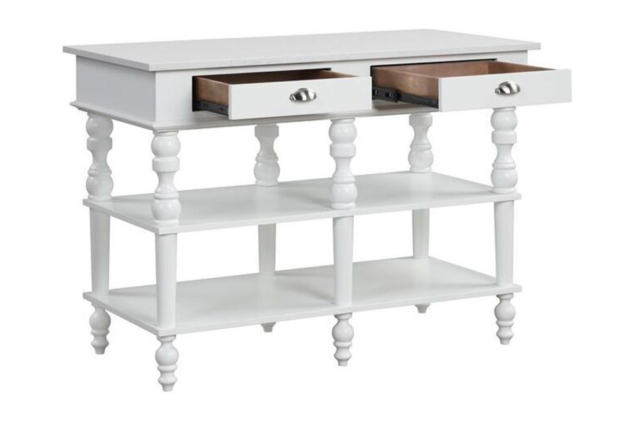 ACME - Rorratt Kitchen Island in Marble Top/White