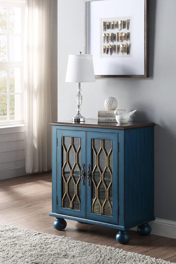 ACME - Lassie Console Cabinet in Antique Blue