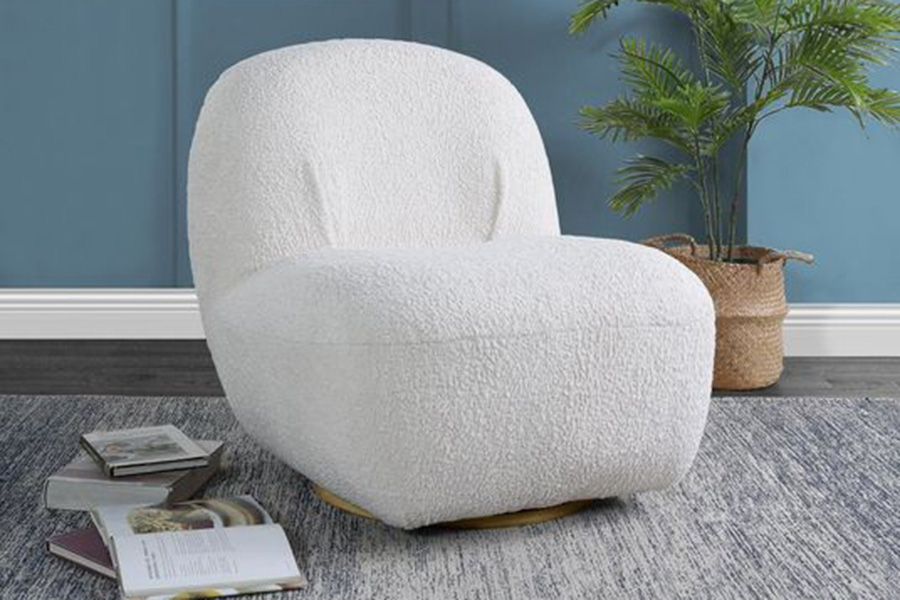 ACME Yedaid Accent Chair with Swivel - White Teddy Sherpa