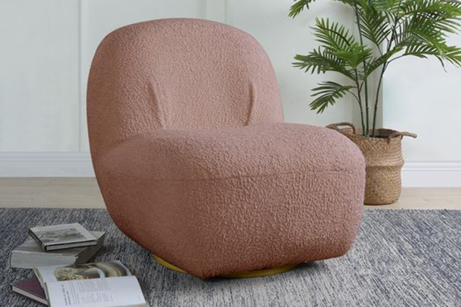 ACME Yedaid Accent Chair with Swivel - Pink Teddy Sherpa