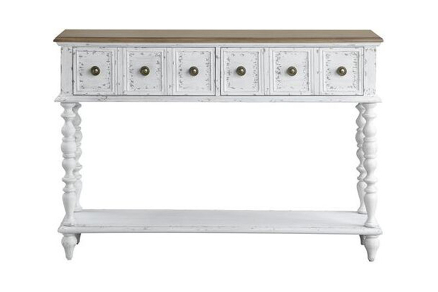 ACME - Bence Console Table in Dark Charcoal/Antique White