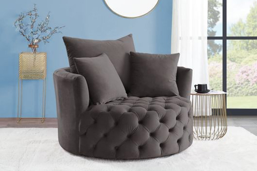 ACME Zunyas Accent Chair with Swivel - Gray Velvet