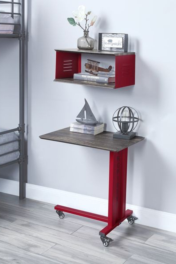 ACME - Cargo Accent Table with Wall Shelf