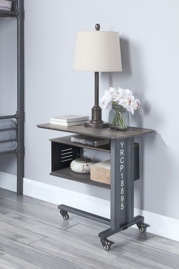 ACME - Cargo Accent Table with Wall Shelf