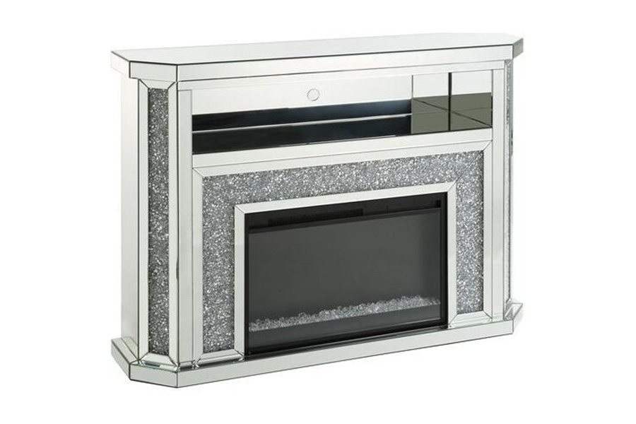 ACME - Noralie Fireplace with Led in Mirrored/Faux Diamonds (AC00508)