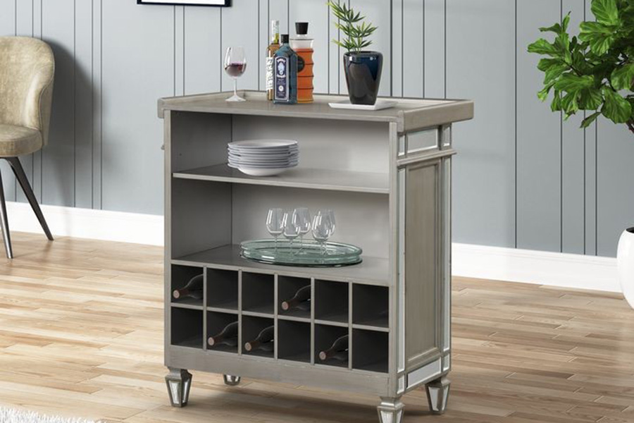 ACME™ Varian Wine Cabinet - Mirrored/Antique Platinum (AC00701)