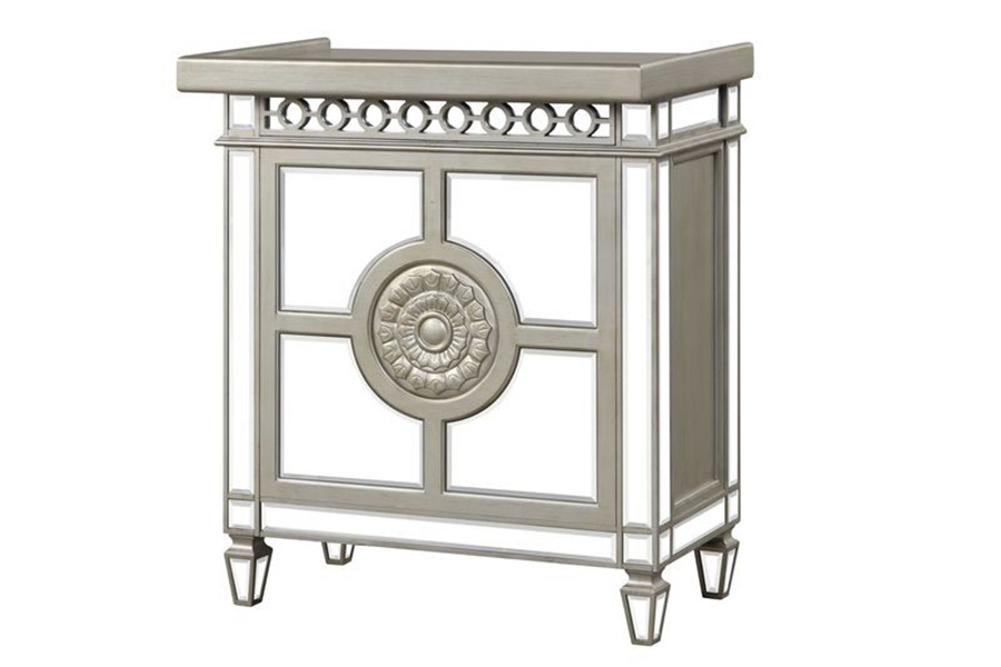 ACME™ Varian Wine Cabinet - Mirrored/Antique Platinum (AC00701)