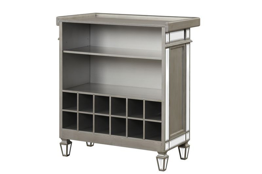 ACME™ Varian Wine Cabinet - Mirrored/Antique Platinum (AC00701)