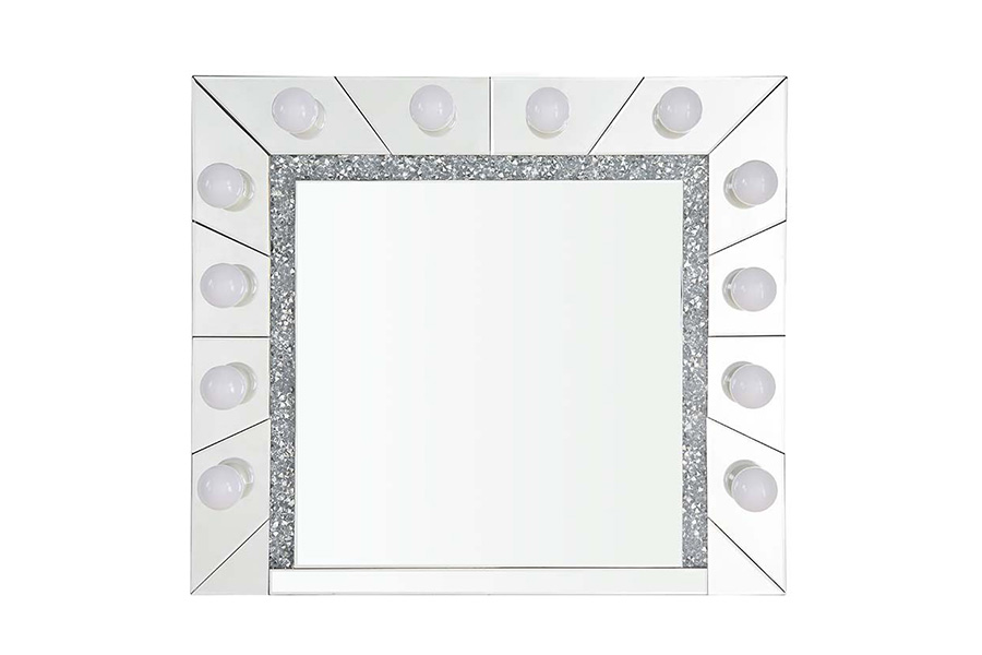 ACME - Noralie Accent Mirror in Mirrored/Faux Diamonds (AC00762)