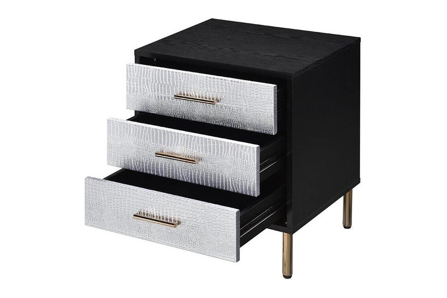 ACME Myles Nightstand - Silver and Gold Finish