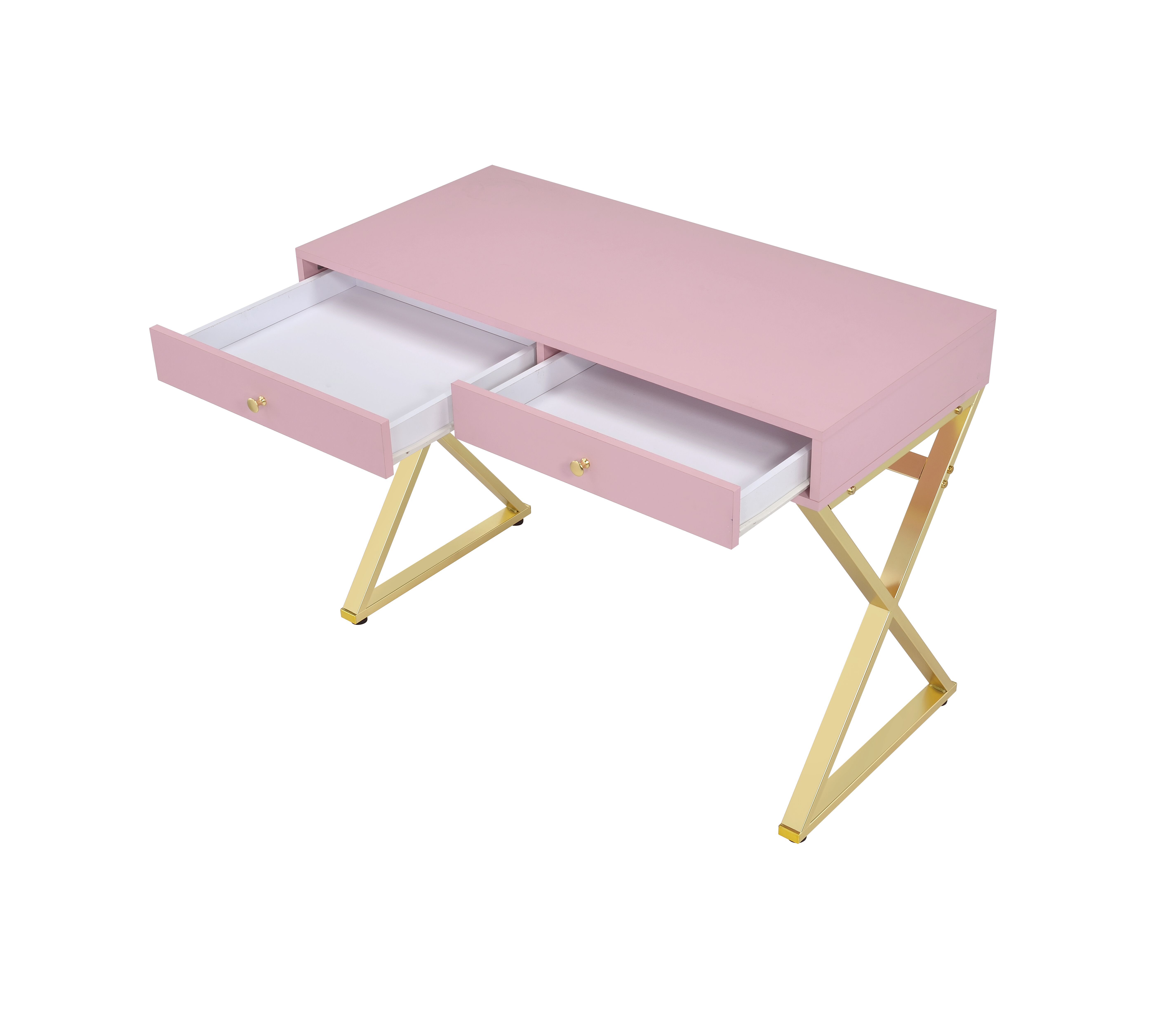 ACME Coleen Vanity Desk (Same 92612) - Pink/Gold