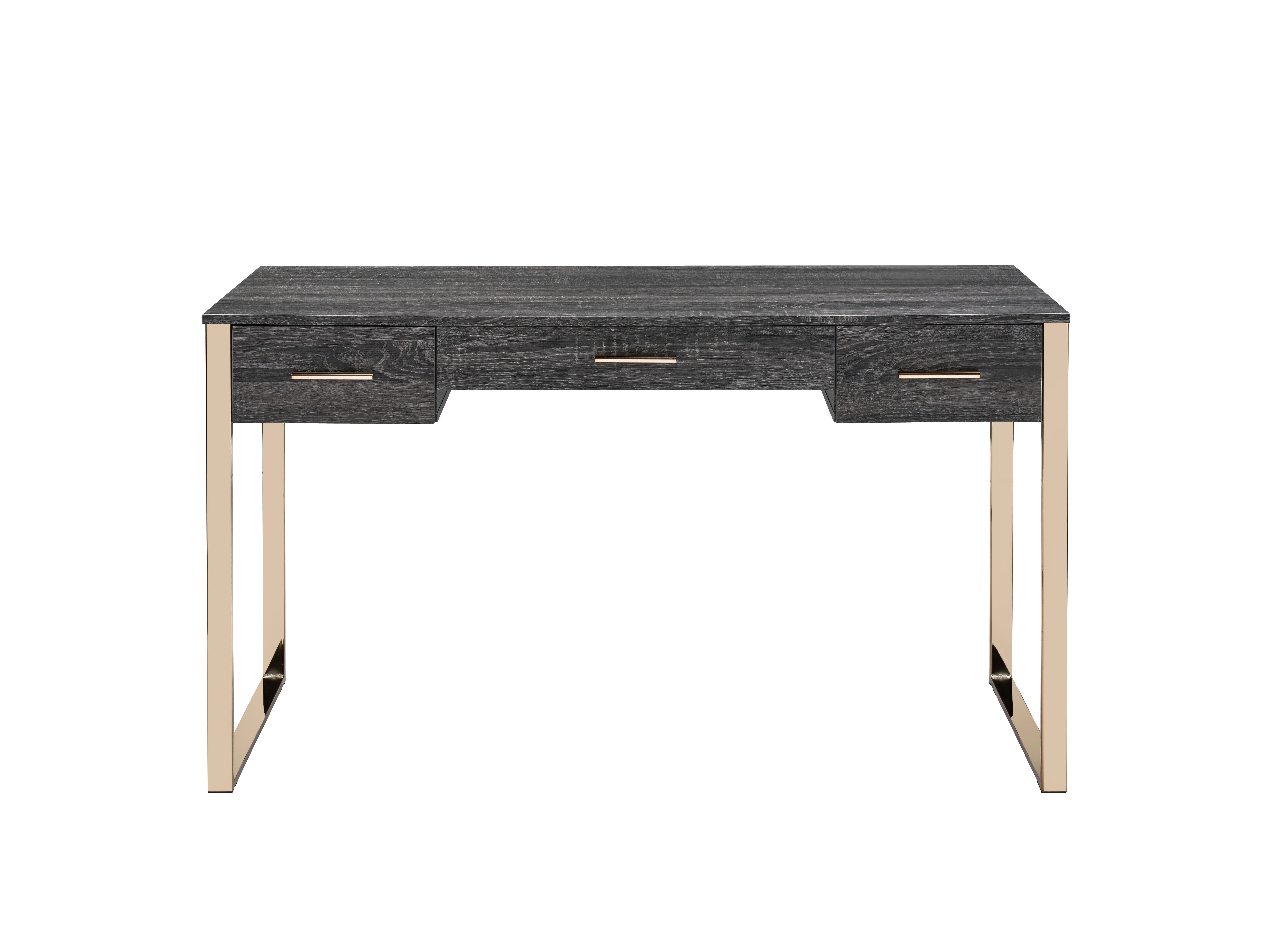 ACME - Perle Vanity Desk with Usb (Same 92715) in Champagne Gold/Black