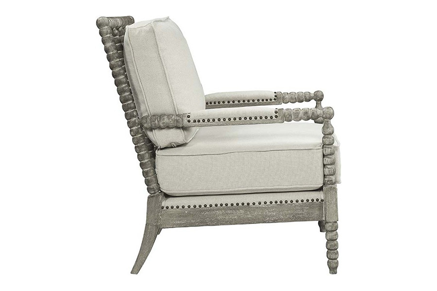 ACME Saraid Accent Chair - Beige Linen and Gray Oak Finish