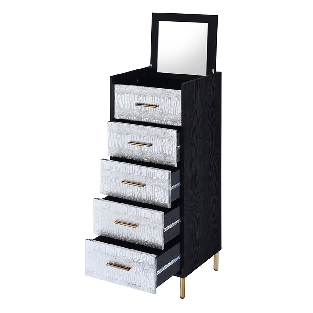 ACME Myles Jewelry Armoire - Black/Silver/Gold