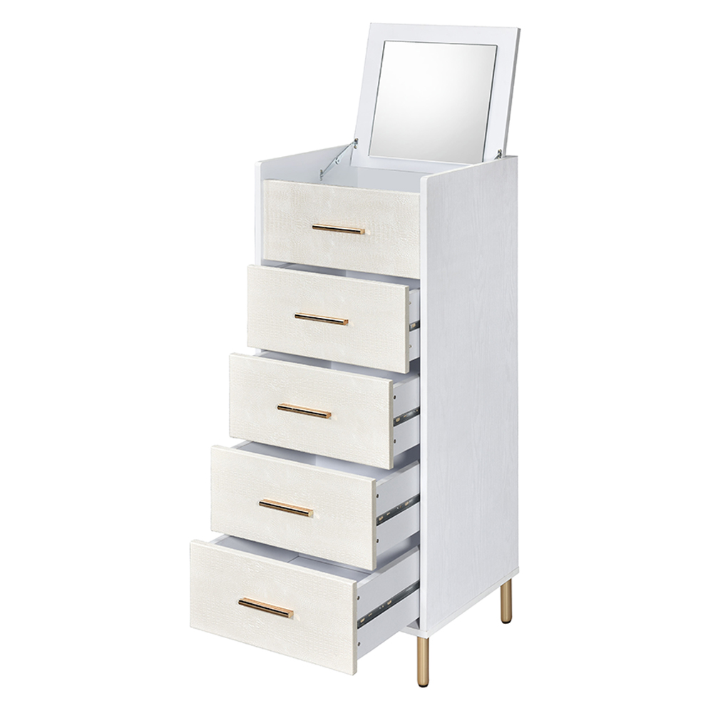 ACME Myles Jewelry Armoire - White/Champagne/Gold