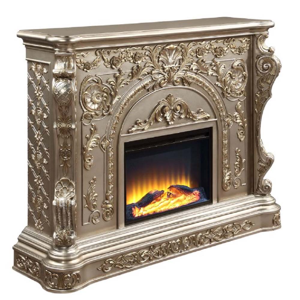 ACME - Danae Fireplace in Antique Silver