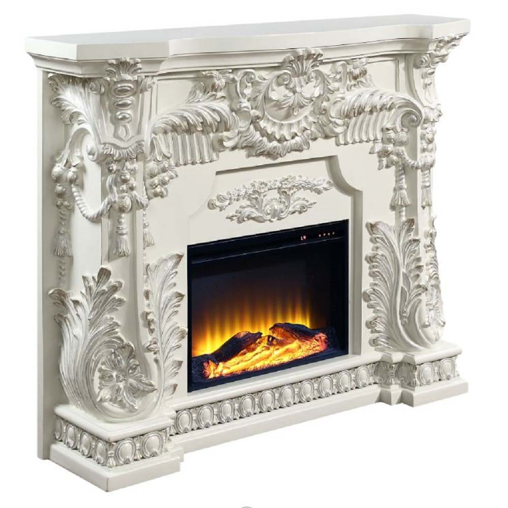 ACME - Adara Fireplace in Antique White