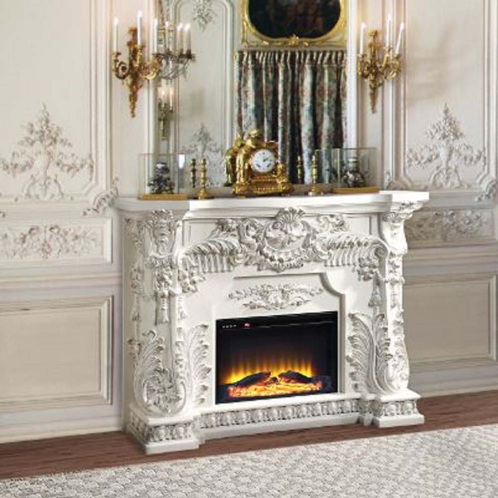 ACME - Adara Fireplace in Antique White