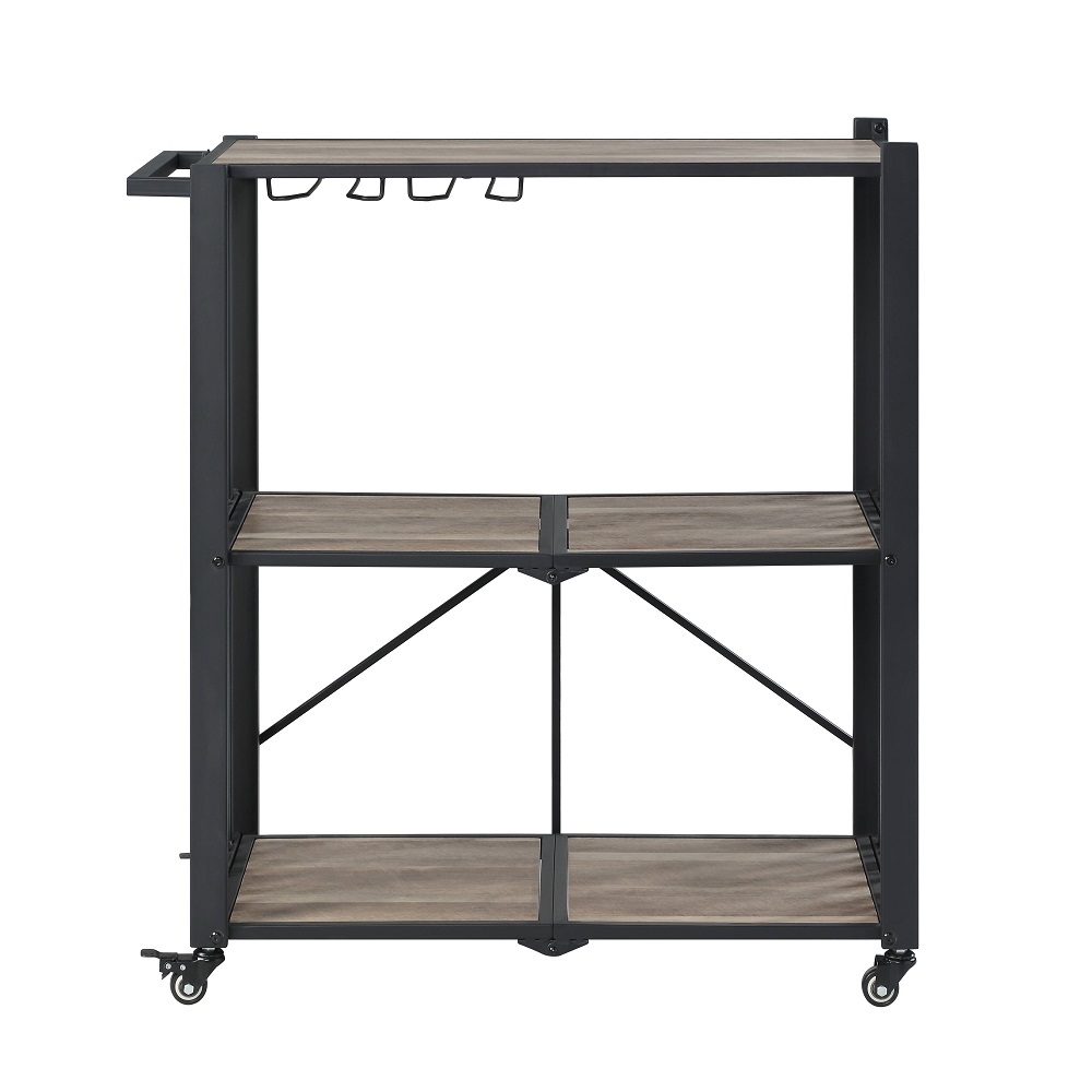 ACME - Zudora Folding Serving Cart in Antique Oak/Black